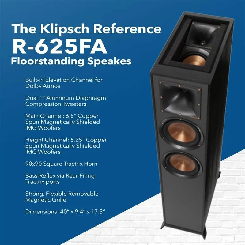 Reference 5.2 Heimkinosystem, Bundle 2X R-625FA Stand 2X R-12SW Subwoofer, R-52C Center, R-41M Bücherregal Sp