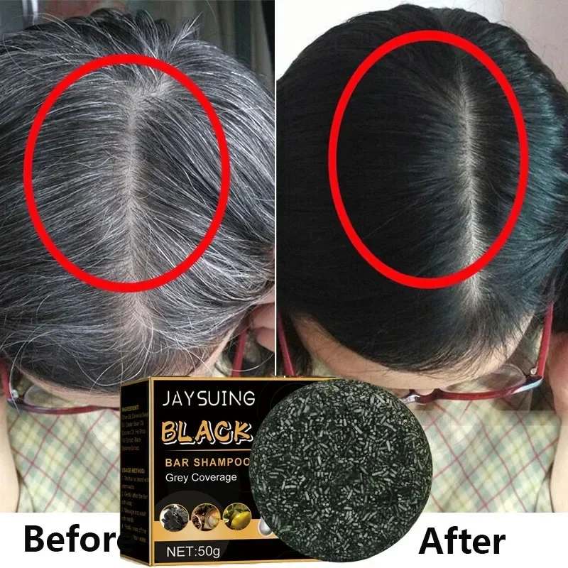 

White Hair Darkening Shampoo Soap Restore Gray Beard and Hair Natural Color Soap Gray White To Black Dye Hair Fixing Shampoo 50g