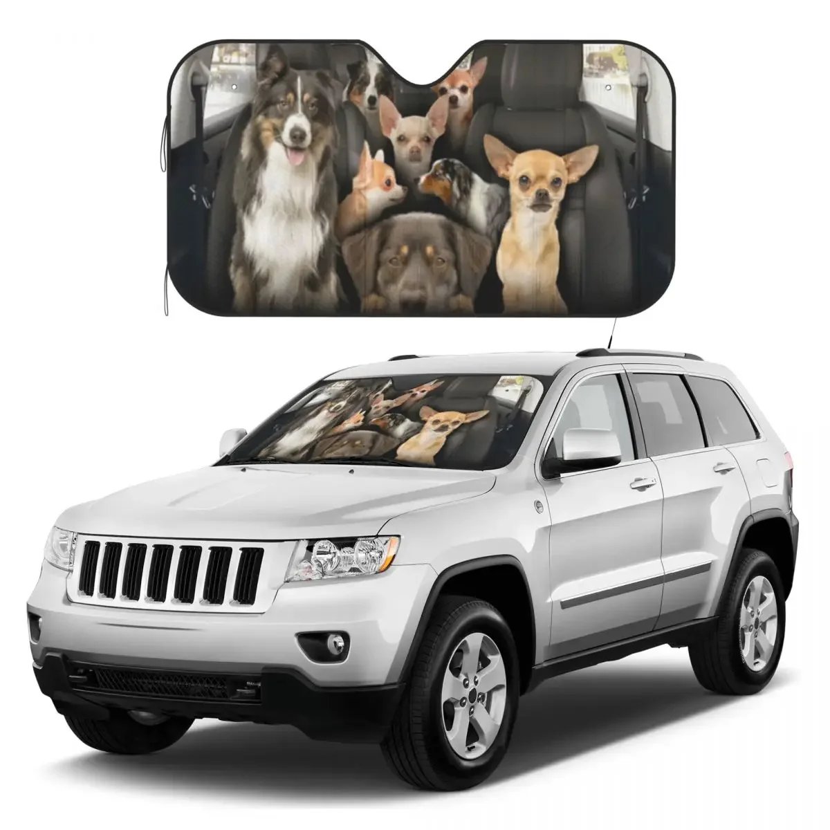 

Australian Shepherd X Chihuahua Sunshades Reflector Anti Uv Custom Funny Car Sunshade Sun Shade