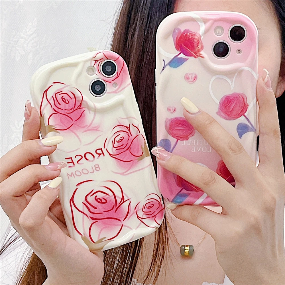 For iPhone 11 12 13 14 Pro Max X XS XR Max 7 8 Plus SE2 Phone Case INS 3D Stereo Wave Cream Graffiti Colorful Soft Silicon Cover