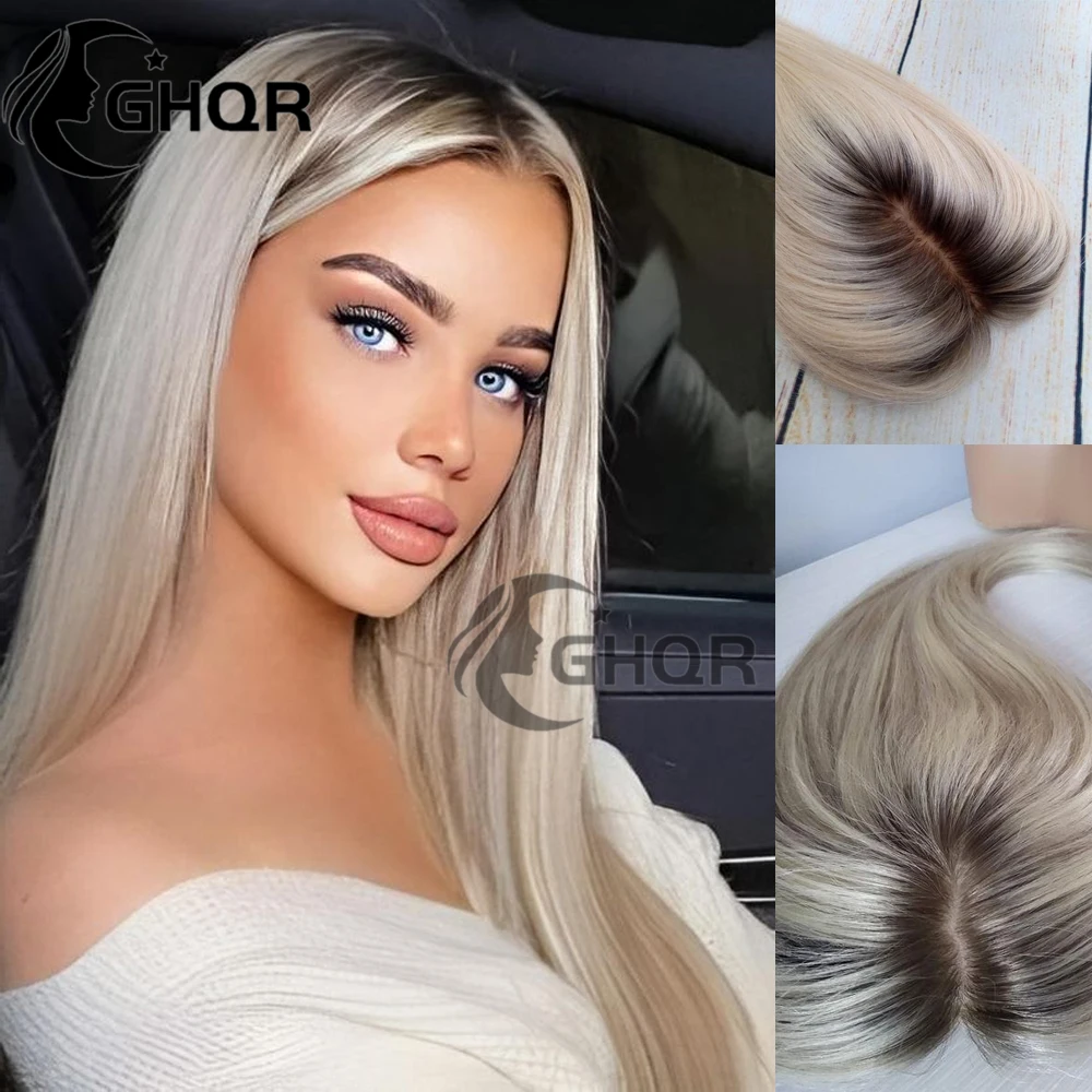 Ash Platinum Blonde Lace front Wig Human Hair Pre Plucked Dark Roots Full Lace Wigs Soft 13x6 360 Straight Hd Transparent swiss