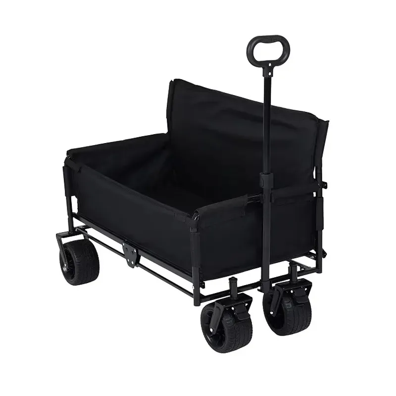 3 in 1 Convertible Folding Trolley with Bench and Storage Heavy Duty Multi Purpose Cart for Camping Beach Sports Garden