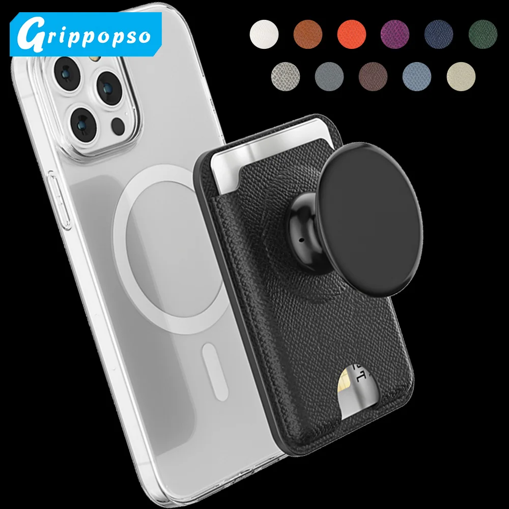 Uniwersalny skórzany portfel magnetyczny na telefon, luksusowe etui na karty, kieszeń magnetyczna na iPhone'a 16 15 Pro Max 14 13 12