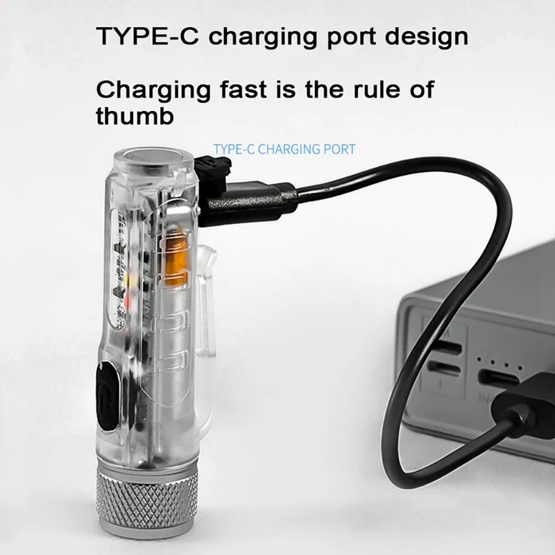 Mini T20 LED Flashlight Portable Work Light USB Rechargeable Lamp Magnetic Warning Camping Flashlight