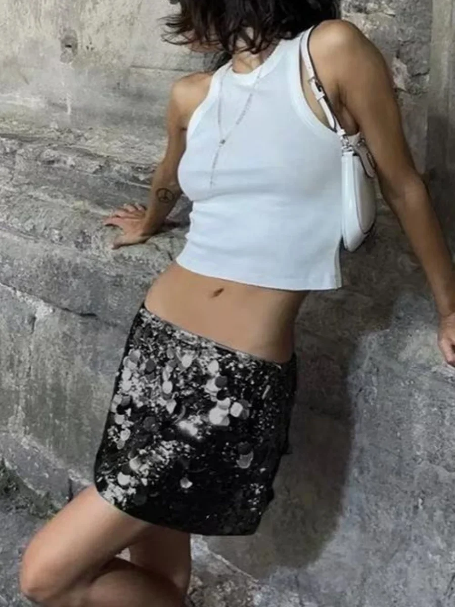 Mulheres mini saias sexy menina quente lantejoulas luz-refletor & tipo curto bainha saia carnaval festa roupas 2025 novo vestido