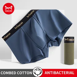 MiiOW-bóxer de algodón puro para hombre, ropa interior de 3 piezas, calzoncillos de regalo, bolsa antibacteriana, L-5XL