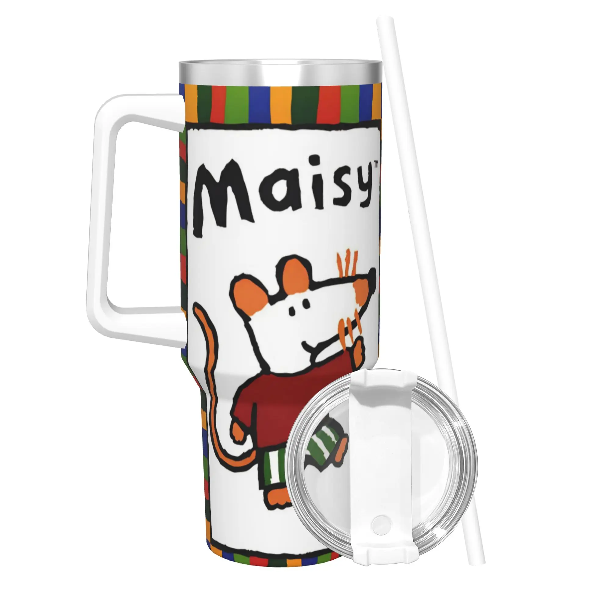 Maisy Mouse Tumbler With Straw  Stainless Steel Mugs Cup Double Wall Vacuum Insulated for Cold Or Hot 40oz