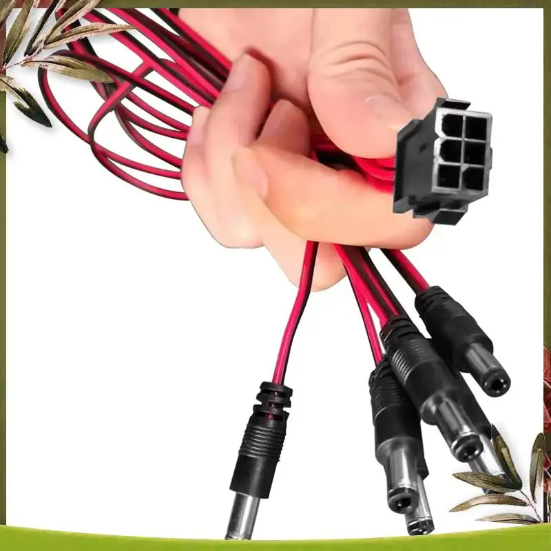 New-ATX Graphics Card PCI-E 6Pin Female To 6 Ports DC 5.5X2.5Mm Male Plugs 12V Power Cable