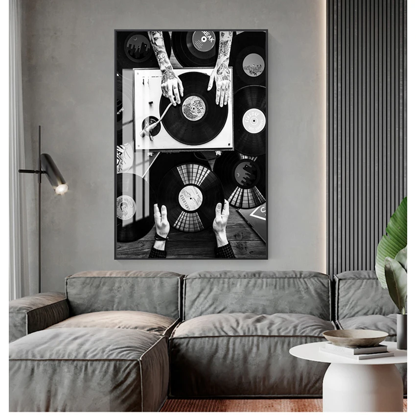 Photo Black White Wall Picture Living Room Decor Vinyl Records Lovers Wall Art Canvas Painting Nordic Poster And Print Vintage