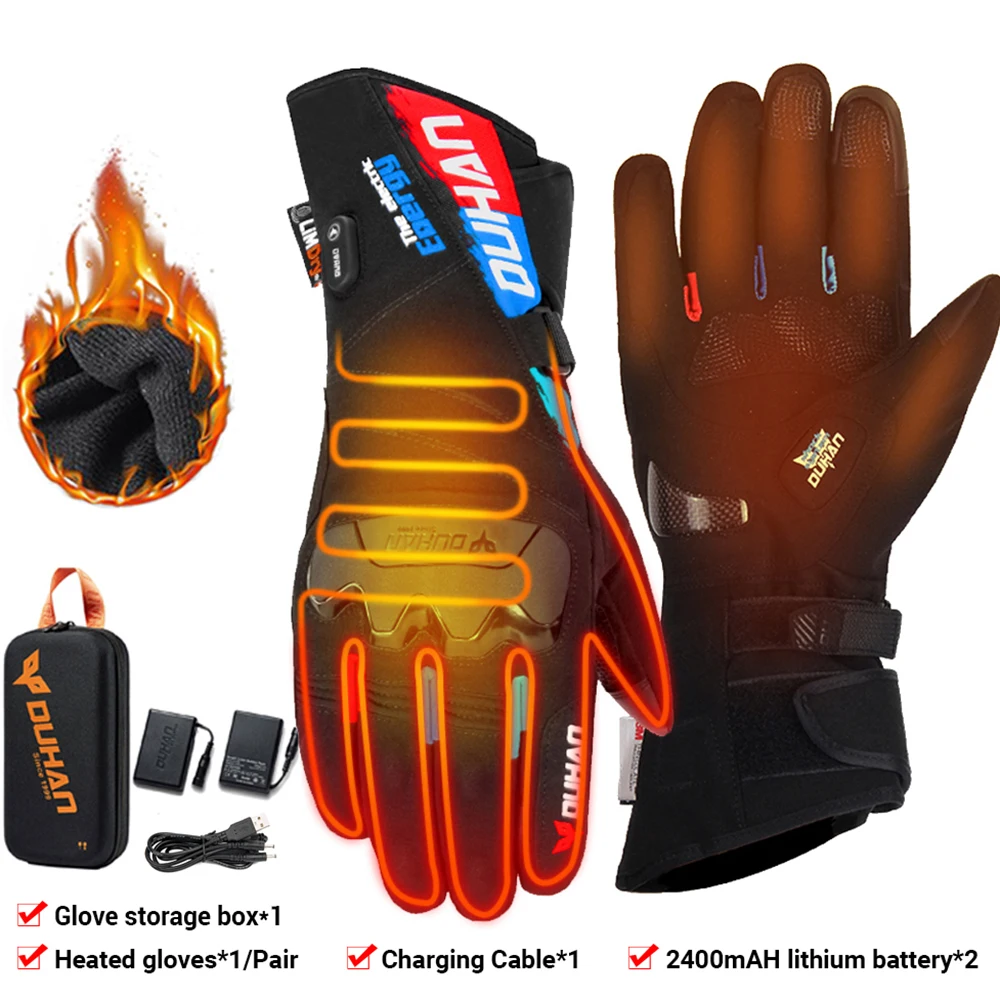 

New Motorcycle Heated Gloves Outdoor Thermal Motocross Riding Waterproof Keep Warm Thermal Glove Touch Screen Winter M-2XL