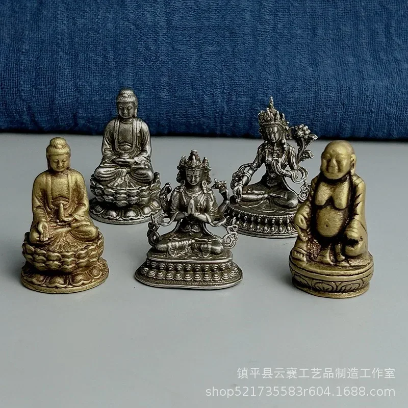 FX-17 antique pure copper small  statue ornament Guanyin  Master Buddha Bodhisattva solid pocket Buddha