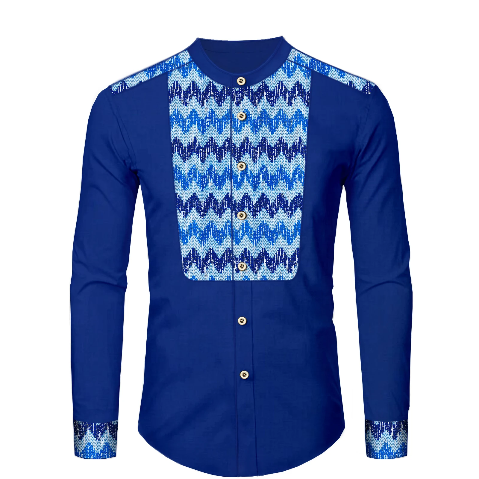 SEA&ALP African for Men Dashiki Traditional Kente Pattern Printed Long Sleeve Casual Top Shirt