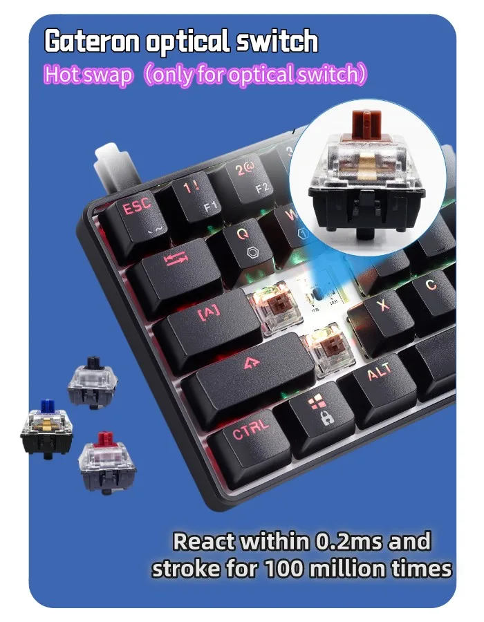 SK61 61-Key RGB Mechanical Gaming Keyboard with Gateron Optical Switch