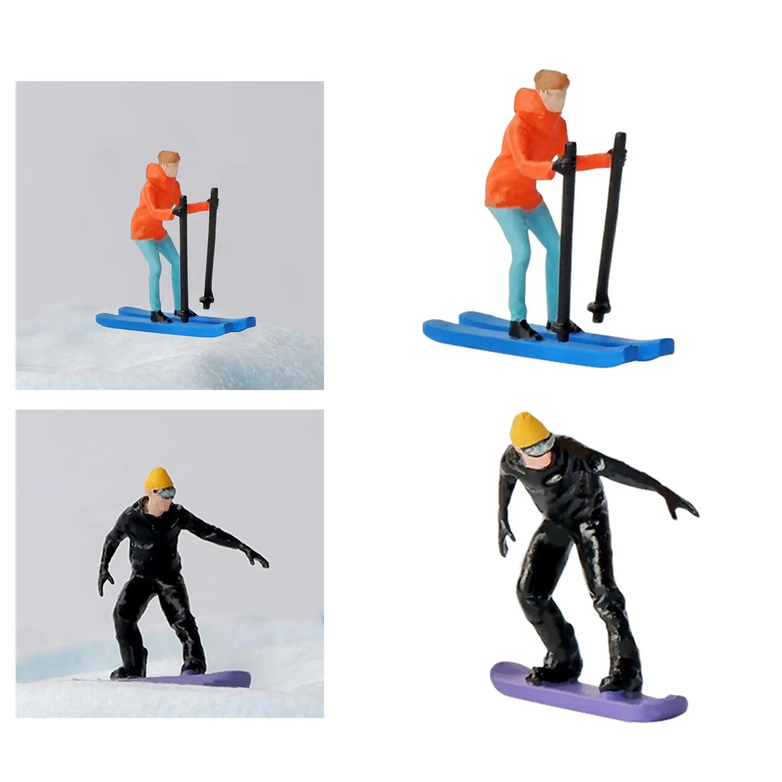 Figurines Miniatures de Ski, Modèle de Personnes pour Mise en Scène