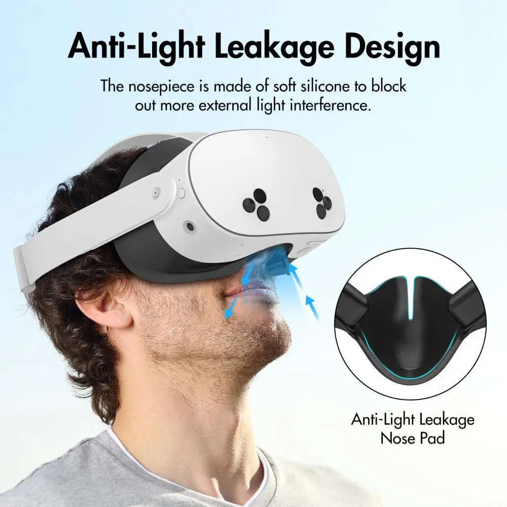 قناع الوجه لـ Meta Quest 3S سماعة استبدال مكافحة الضوء Sweatproof دوران الهواء غطاء الوجه لملحقات Quest 3S VR