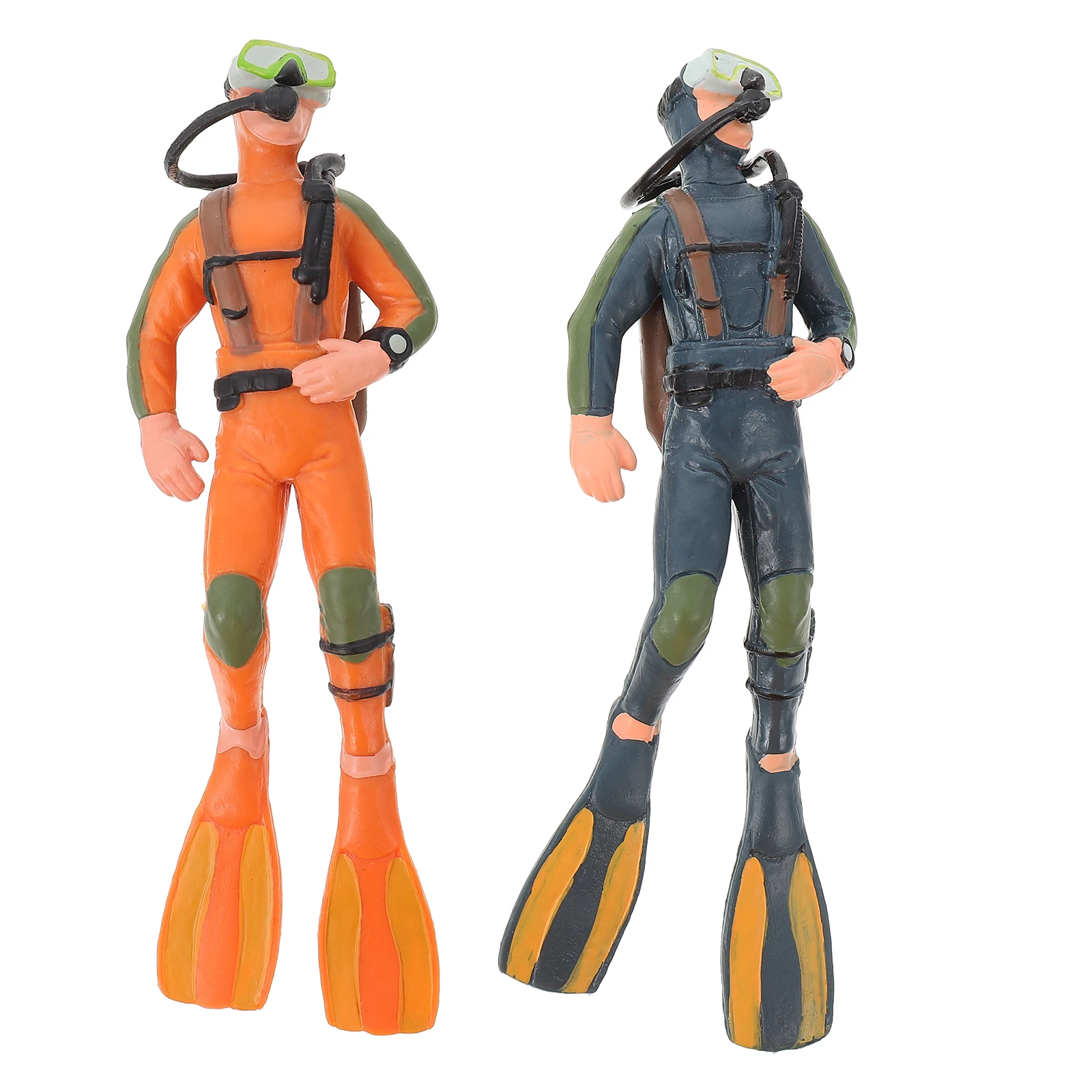 2Pcs Simulated Diver Models Plastic Seabed Exploration Diver fish tank Scene Ornaments Diver Action Figures kids Toys gifts