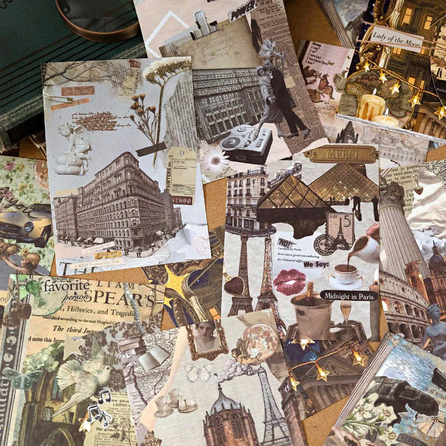 6 عبوات/مجموعة من سلسلة ورشة عمل الكولاج، لوحة مذكرة ورقية مزخرفة لطيفة وجميلة #6