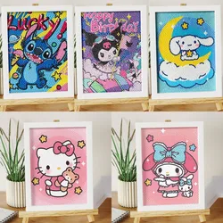 Sanrio Kurumi Cartoon Animation Paste Pintura, Handmade Full Diamond Adesivos, DIY