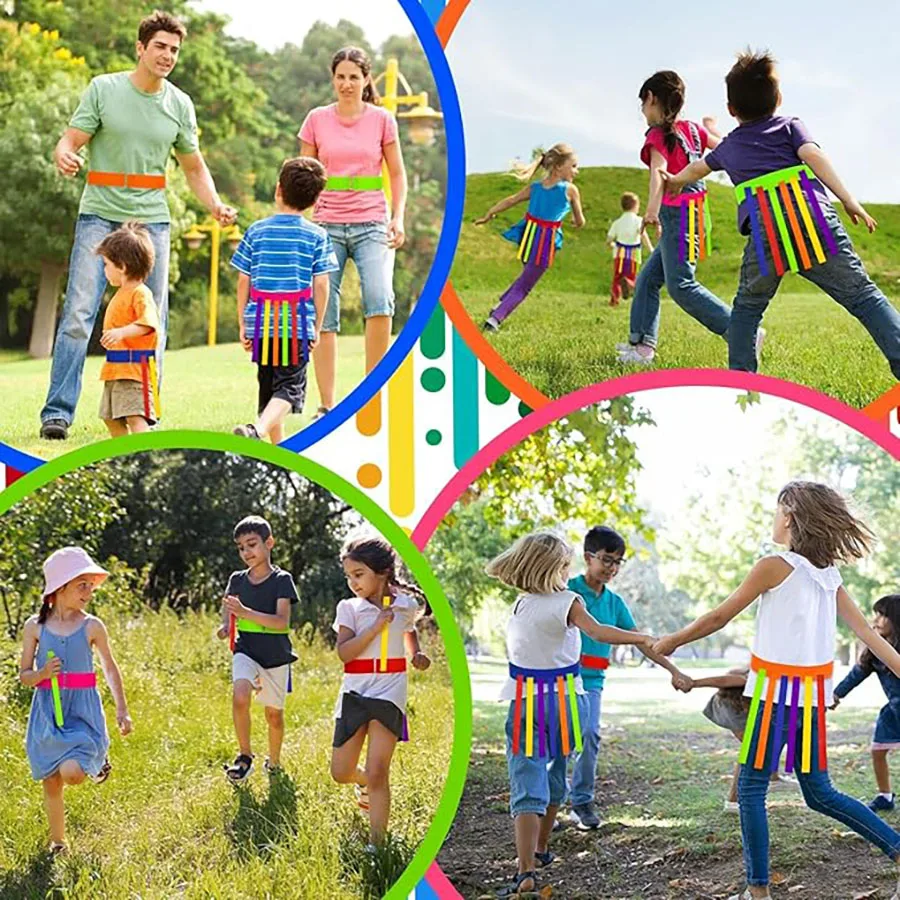 Jungen und Mädchen jagen Spiel Gürtel Bänder Interaktives Schwanzspiel für Outdoor-Sportaktivitäten Teamarbeitentwicklung und Familien-Fu – Detail 7
