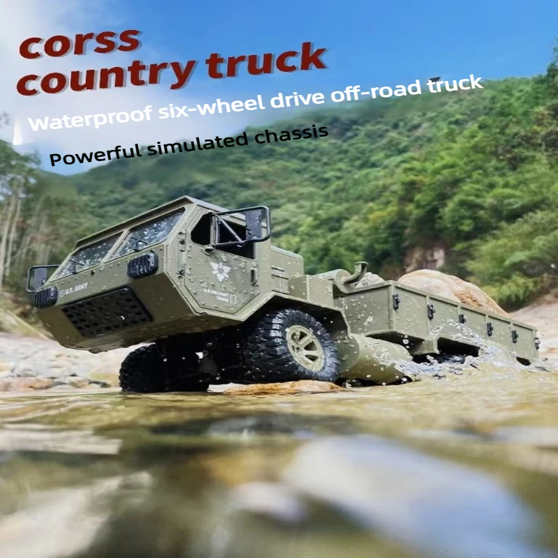 

RC 6WD Heavy-Duty Off-Road Military Truck 2.4GHz LED Headlights Waterproof with Camera RTR All-Terrain Off-Road RC Toy Car Model