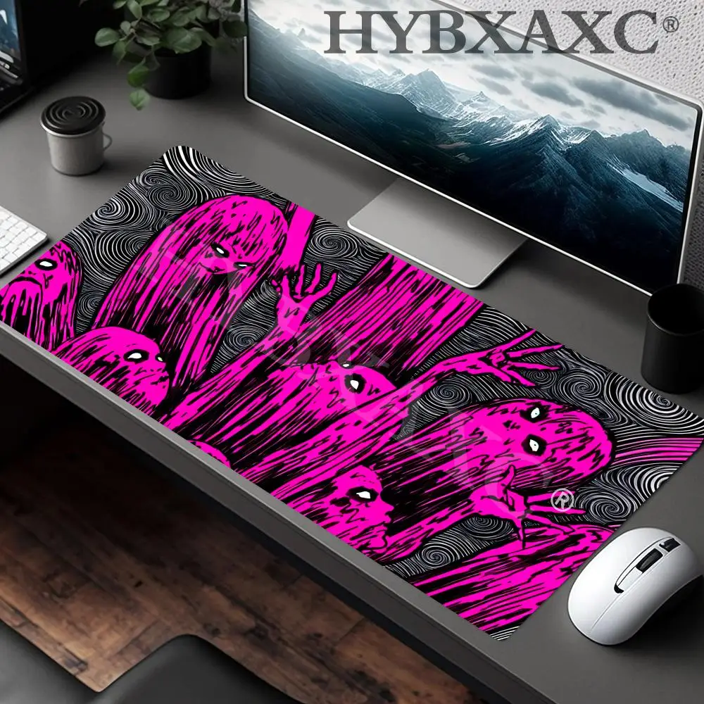 HYBXAXC Black & White Mouse Pad Cute HD Tomie Junji Ito Extended Pad Gaming Keyboard Mats Large XXL Gamer Collage Horror Anime