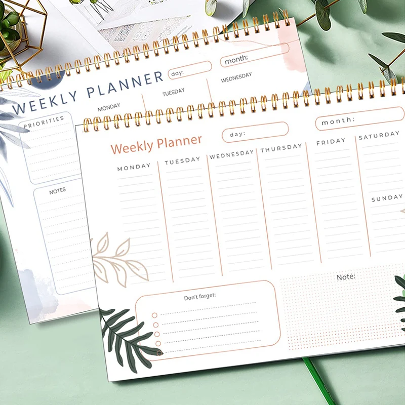 1pc Weekly Planner-Weekly To Do List Notepad-11\'\'×8.8\'\'Weekly Planner Pad-Spiral Undated Weekly Planner Notebook With Organizer