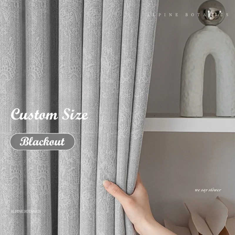 Custom  Size！！Modern Thickened Chenille Sun-protective Full-shading Nature Vertically Curtains for Living Dining Room Bedroom