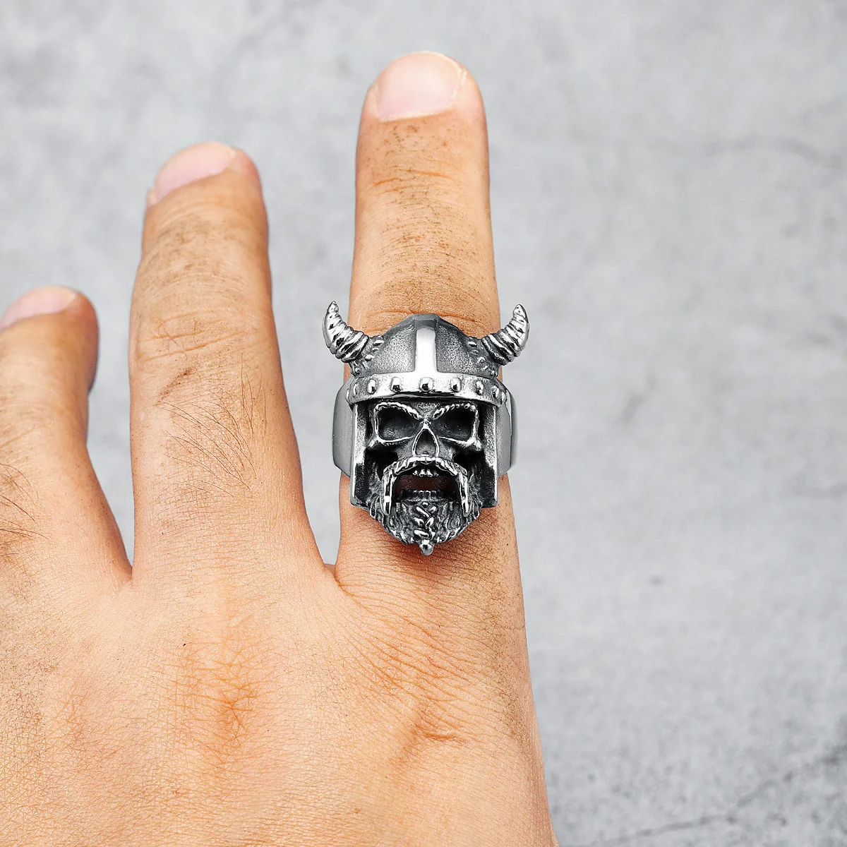 Viking Helmet Skull Ring 316L Stainless Steel Men Norse Myth Warrior Rock for Rider Male Boyfriend Jewelry Best Gift Accessories