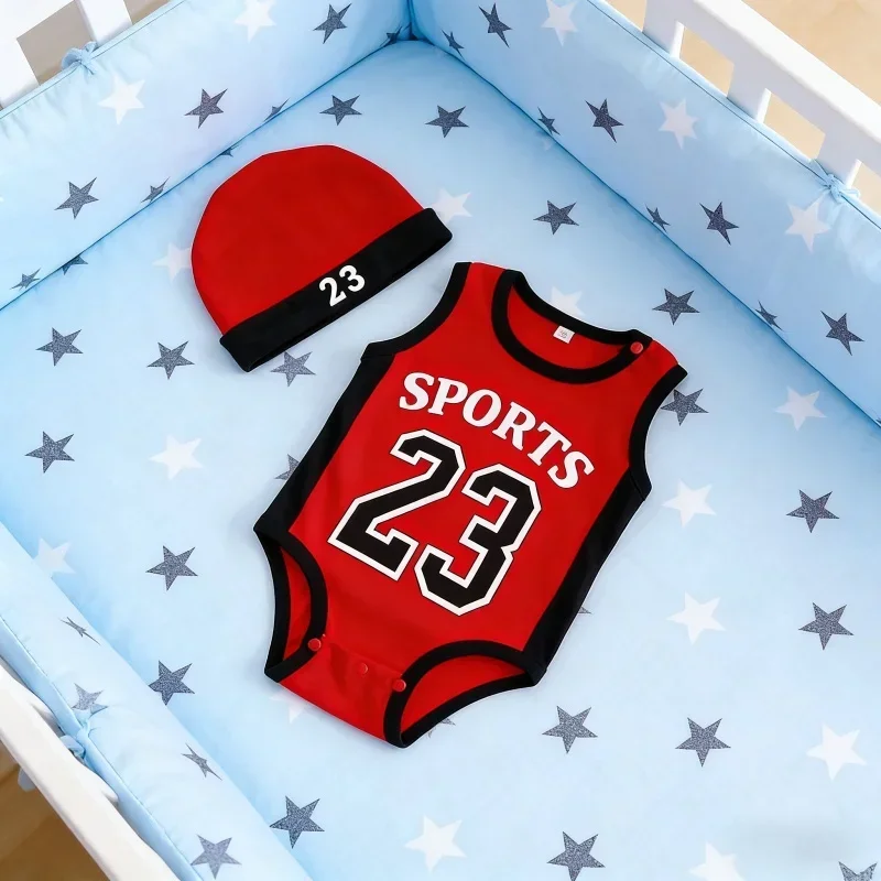 Basketball Sport Baby Rompers Set Blue Infant Jumpsuits For Newborn Boys Girls Size 18 To 23 Daily Children Matching Outfit