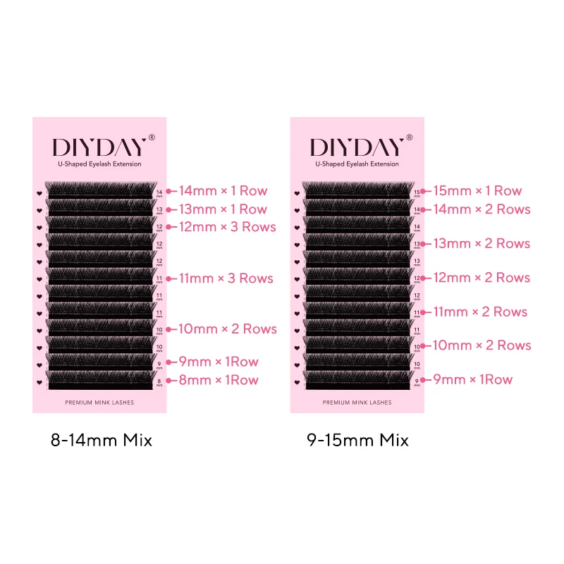 DIYDAY Extensión de Pestañas en Forma de U Fácil de Aplicar Volumen 3D Postizas Naturales Sueltas Forma U YY Visón Falso para Maquillaje 5