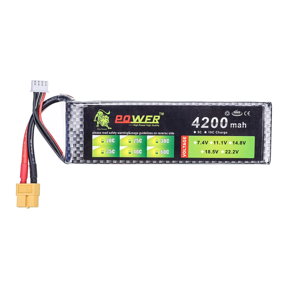 Lion Power Battery 3s 11.1v 4200mAh 50C High Capacity LiPo Batteryfor RC Helicopter RC Car Boat Quadcopter Remote Control Parts