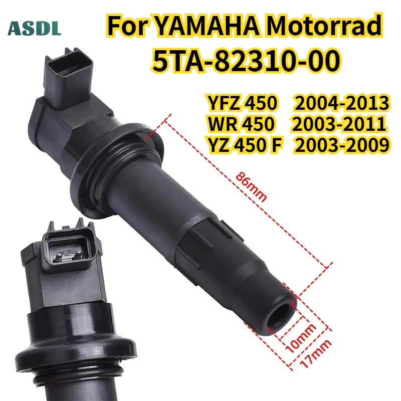 

5TA-82310-00 Ignition Coil Packs For YAMAHA YFZ450 WR450 Motorcycle Spark Plug High Pressure YFZ450 04-13 WR450 03-11 YZ450F