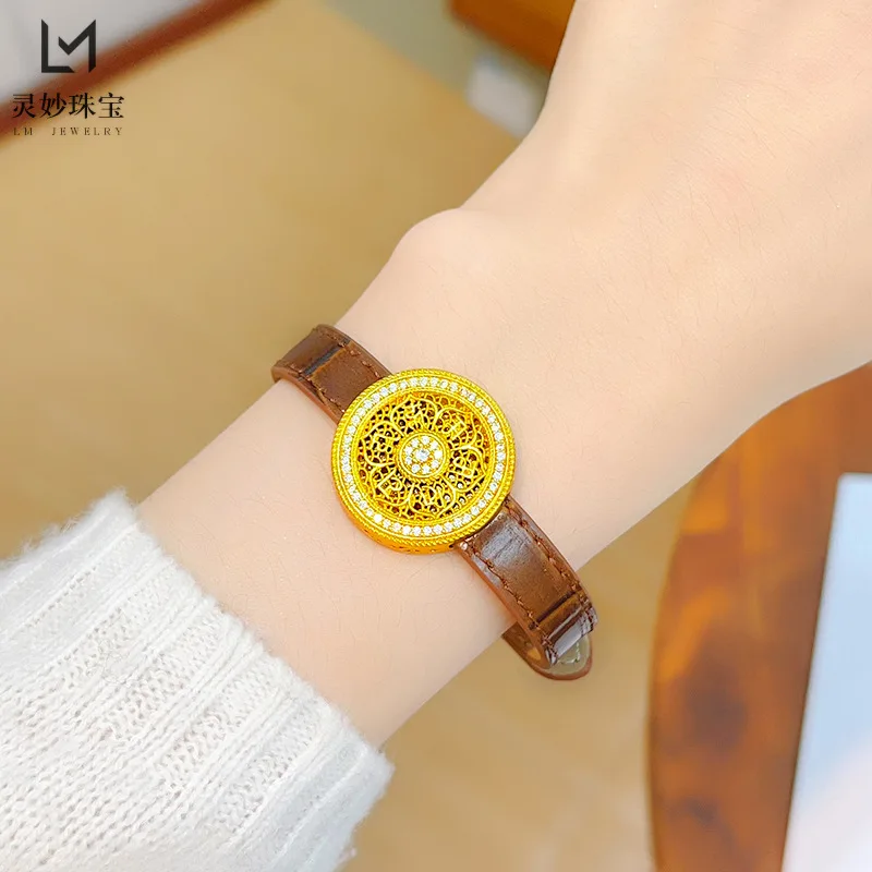 

Роскошные ювелирные изделия из настоящего золота 9999 24 карата, восемь сокровищ, компас, часы, браслет, украшение, ниша, элитное ощущение