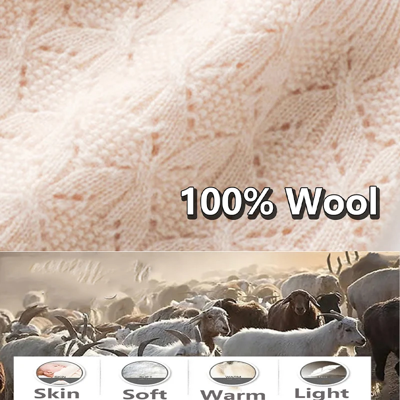 100% wełniana czapka z dzianiny dla kobiet Zimowa jesienna moda Elastyczna ochrona uszu Miękkie ciepłe kaszmirowe czapki Solidna czapka narciarska Skullies — zdjęcie 7