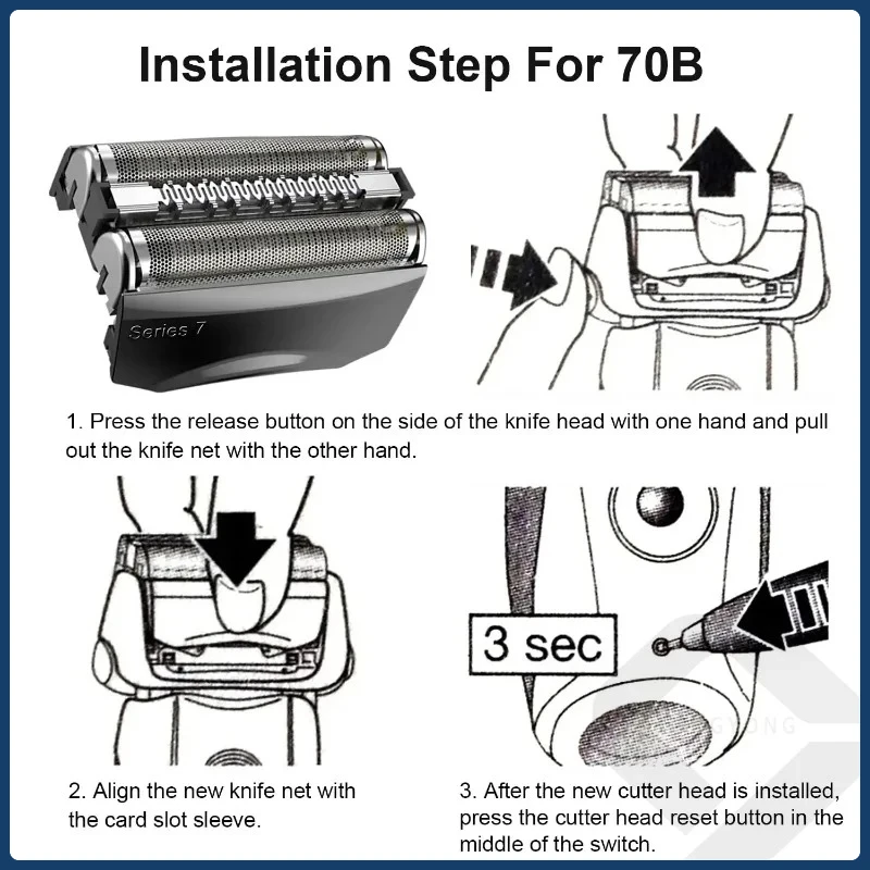70B استبدال رئيس لسلسلة براون 7 ماكينة حلاقة كهربائية 720 720s-3 720s-4 720s-5 730 790cc-3 790cc-4 790cc-5 795cc-3 #4