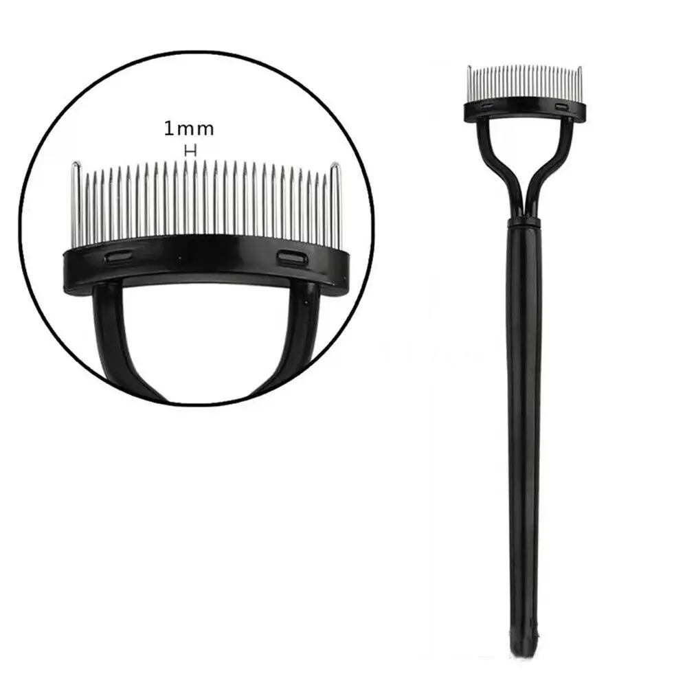 Duurzame metalen borstel Wimperborstel Kam Roestvrij staal Zwart Lash Separator Make-up Tool Mascara Lift Curl Wimperkruller