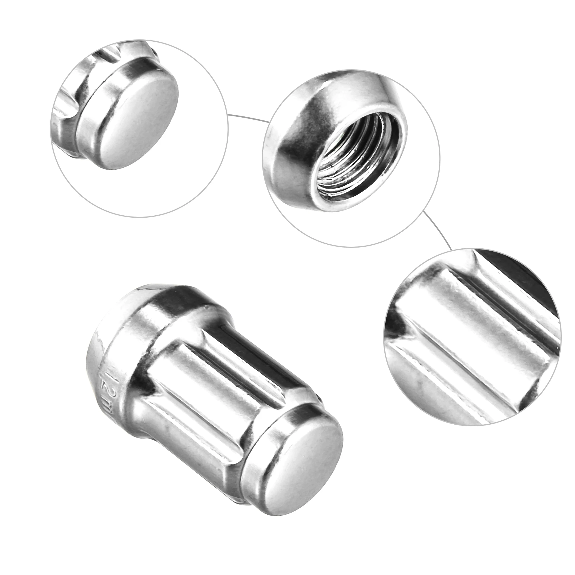 X Autohaux 5PCS Car Chrome Wheel Lug Nuts Set Bulge Acorn Cone Seat Steel Racing Bolt Head Cover M12x1.5 with Socket Key Tool