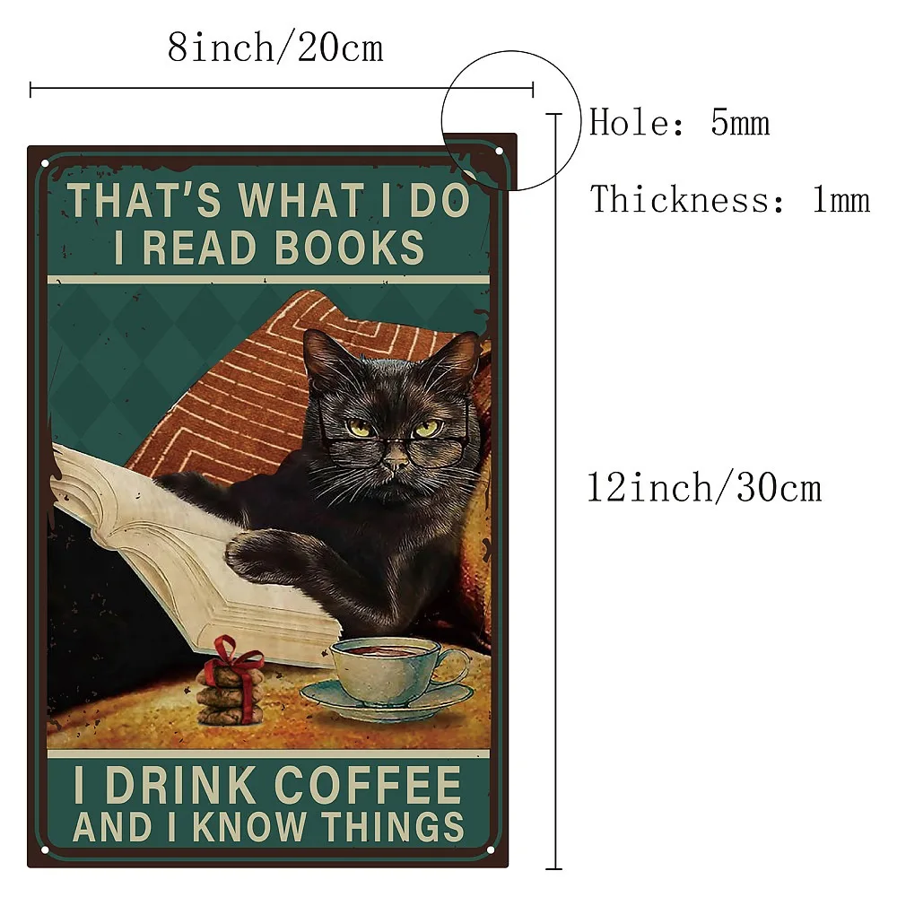 Vintage Metal Iron Tin Sign Poster Wall Decor for Bars Restaurants Cafes Pubs Rectangle Cat Shape 300x200x2.2mm Hole: 3mm