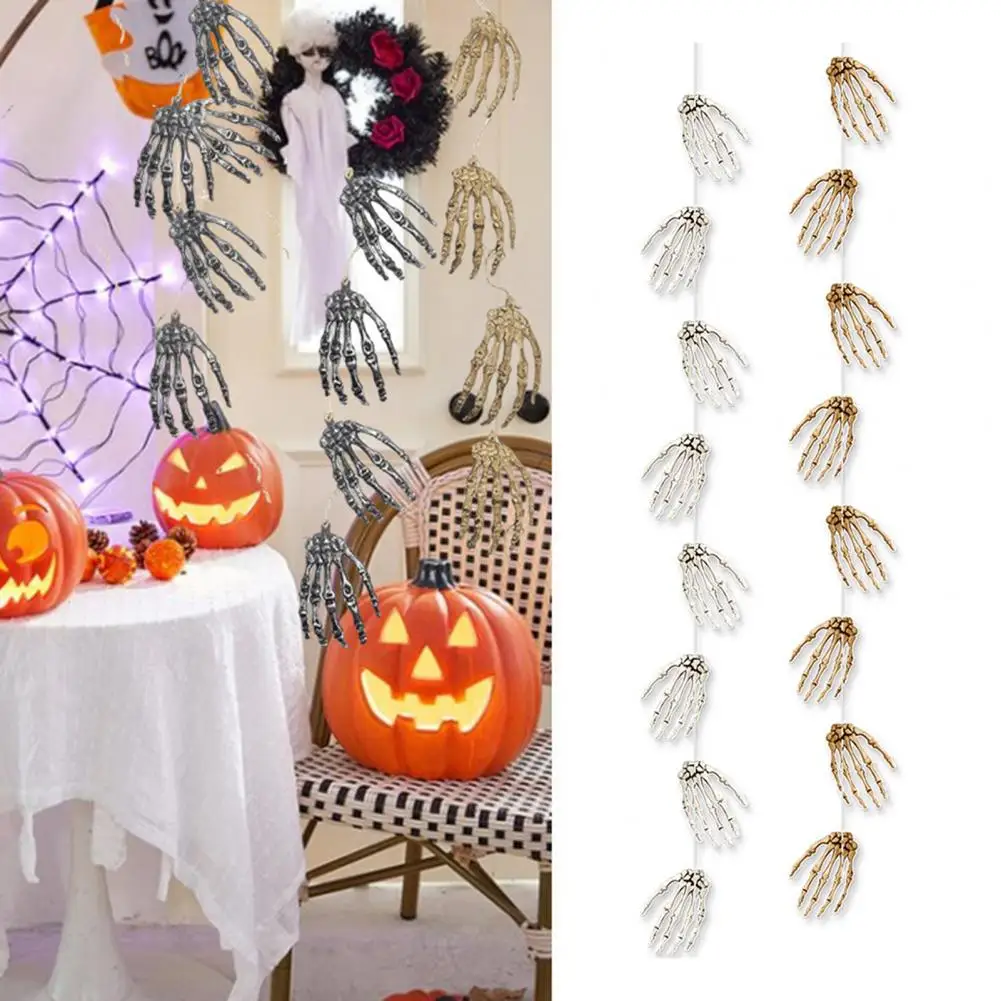 Room Decoration Spooky Halloween Party Decorations Skeleton Hand Bones Foil Fringe Curtains Streamer Photo Backdrop for Home