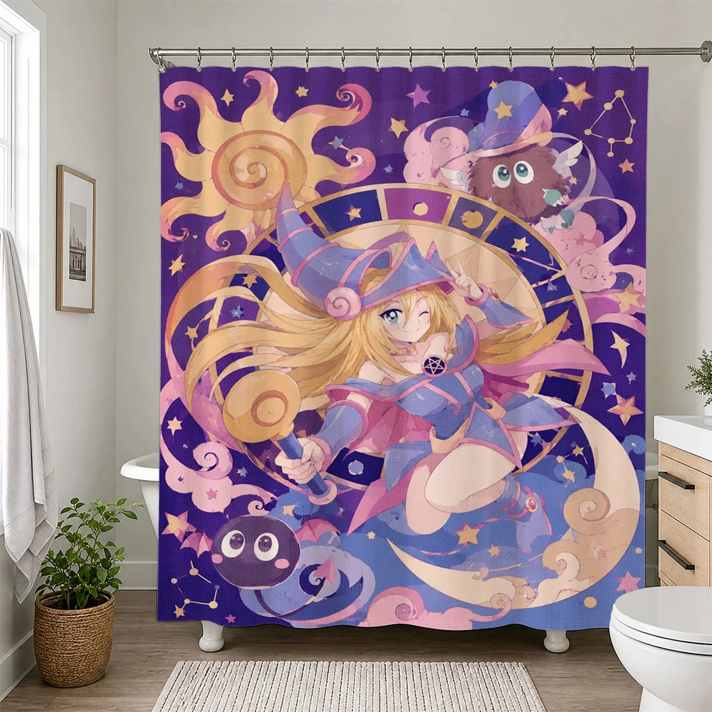 Anime Magical Girl Princess Cosmic Stars Shower Curtain Bathroom Decor Cute Kawaii Anime Shower Curtain