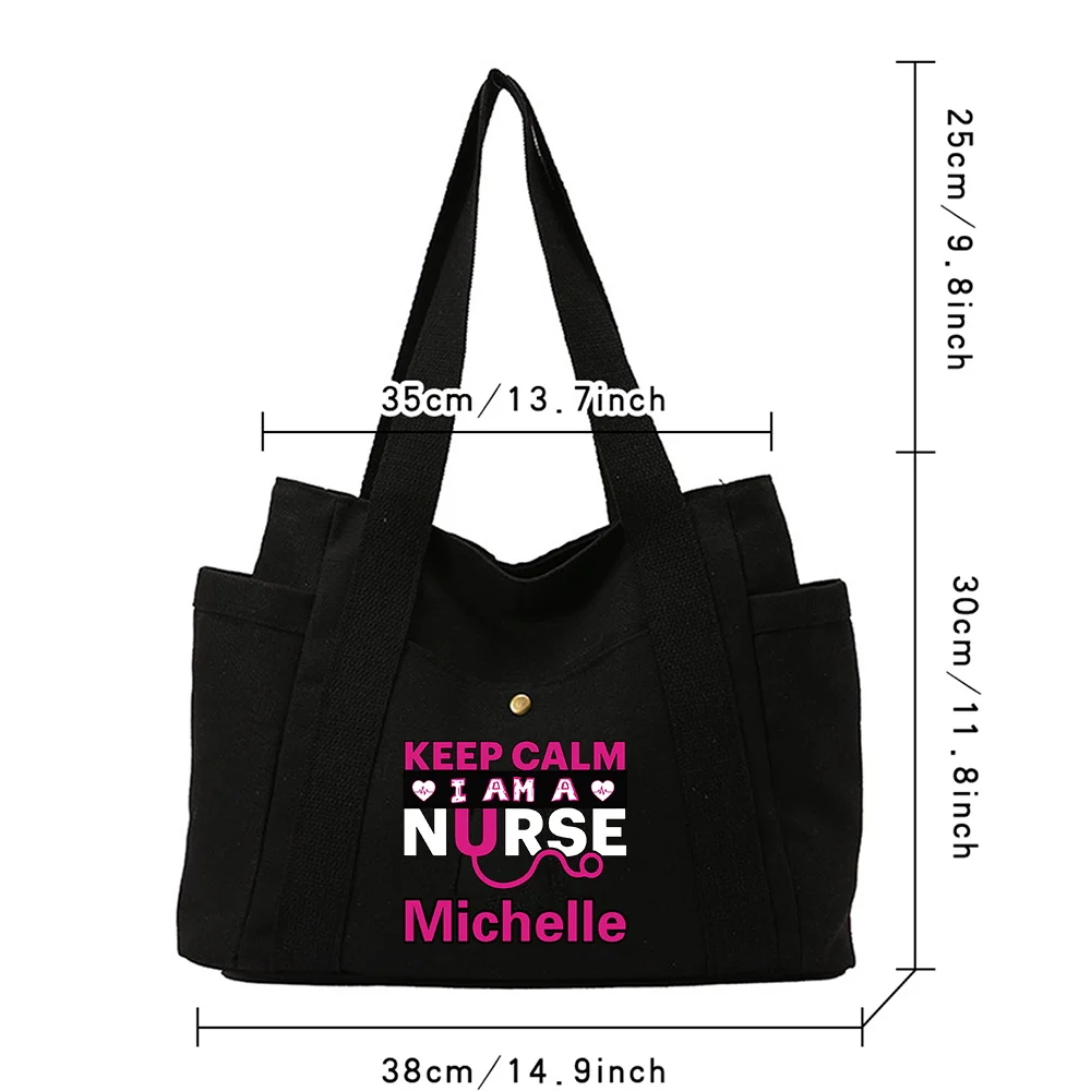 Personalized Customized Name Canvas Bag Versatile Casual Shopping Pouch High-quality Strap Storage Pack Work Commuting Bags