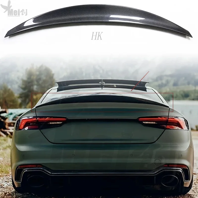 Car Spoiler For Audi A5 S5 RS5 B9 4 Door Sportback HK Style Forged Real Carbon Fiber Trunk Wing 2017 18 19 20 21 22 2023