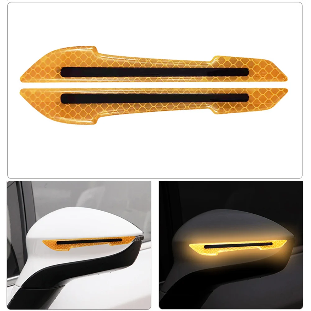 2Pcs/set Car Rearview Mirror Reflective Stickers Car Styling Decorative Accessories Safety Warning Mark Reflective Strips Tape