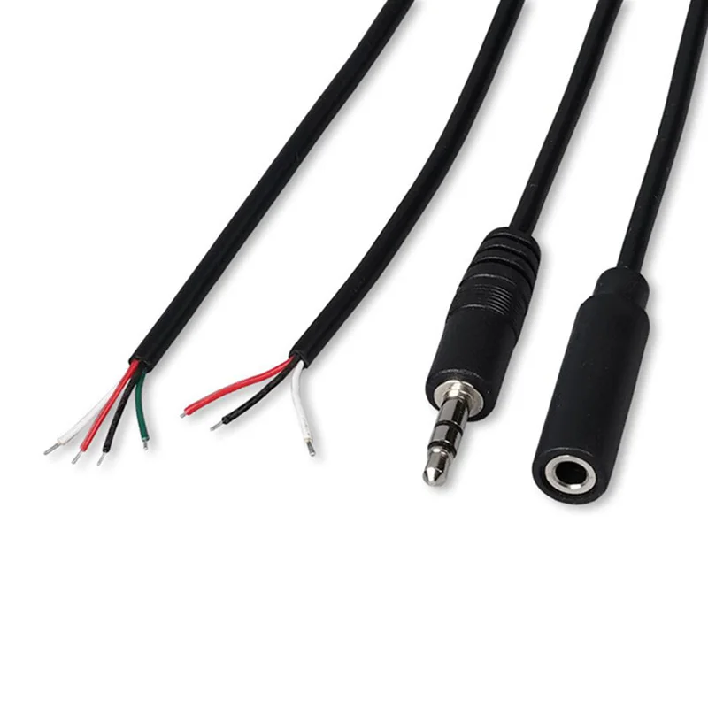 New 2.5mm Male Female DIY Audio Repair Cable Mono 2pole 3pole 4 pole Connector Plug 3pin 4pin Extension Wire Charger 25CM C3