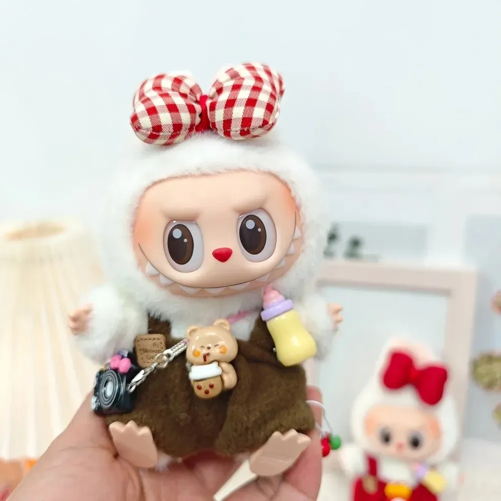 Mini Pop Kleding Outfit Accessoires voor Kpop Exo 15-17 cm Labubu en 10 cm Katoenen Pop Zoete Fles overalls Pak Kleding Cadeau