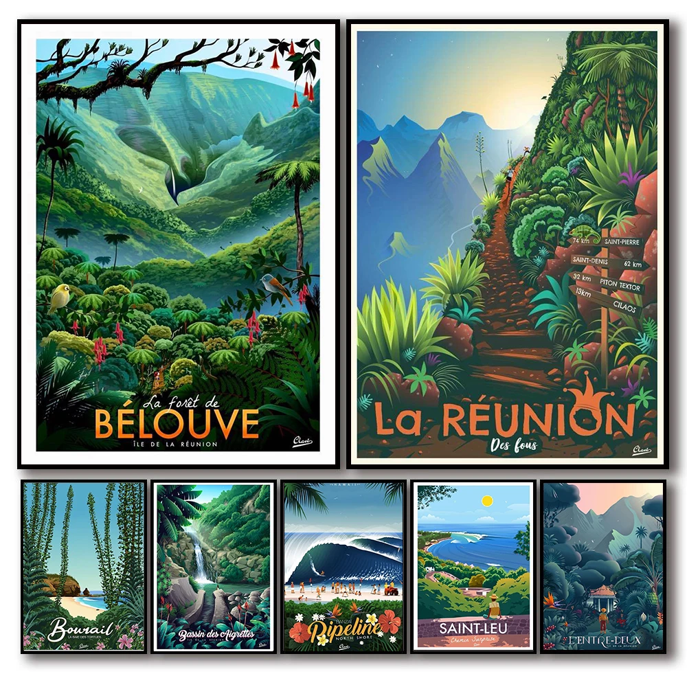 Affiche de voyage nordique, Illustration de vacances esthétique, peinture sur toile, images murales d'art murales, décoration de maison, décor de chambre Kawaii