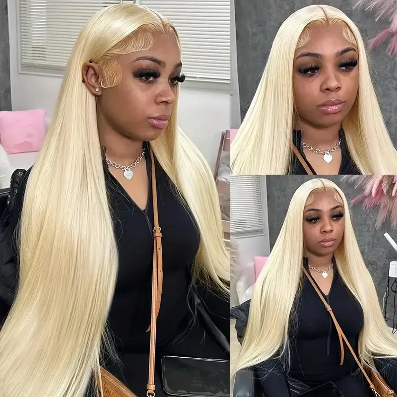 13x6 HD Lace Frontal 613  Blonde 18 34 Inch 13x4 Front Human Hair Wig 180% Straight Transparent Pre-plucked Brazilian For Women