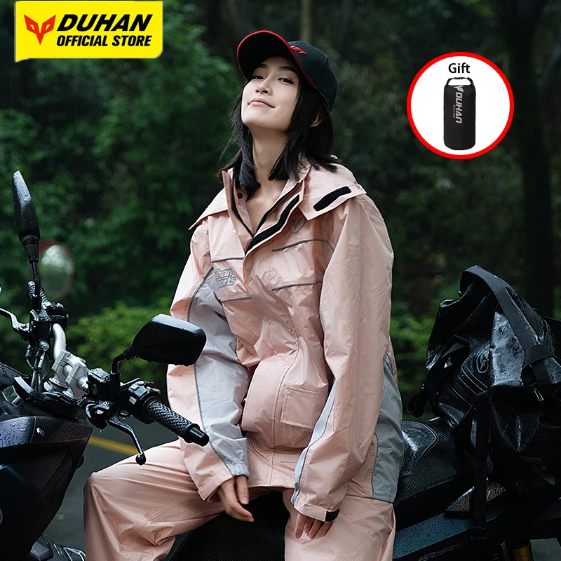 

DUHAN Women's Motorcycle Raincoat Full Body Rainstorm Proof Moto Split Raincoat Reflective Motorcycle Riding Raincoat Rain Proof