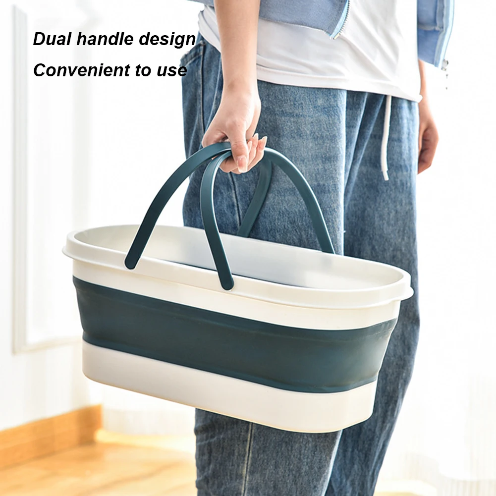 Foldable Laundry Basket with Wheel Large Capacity Barrel with Handle Space Saving for Camping Traveling Picnic