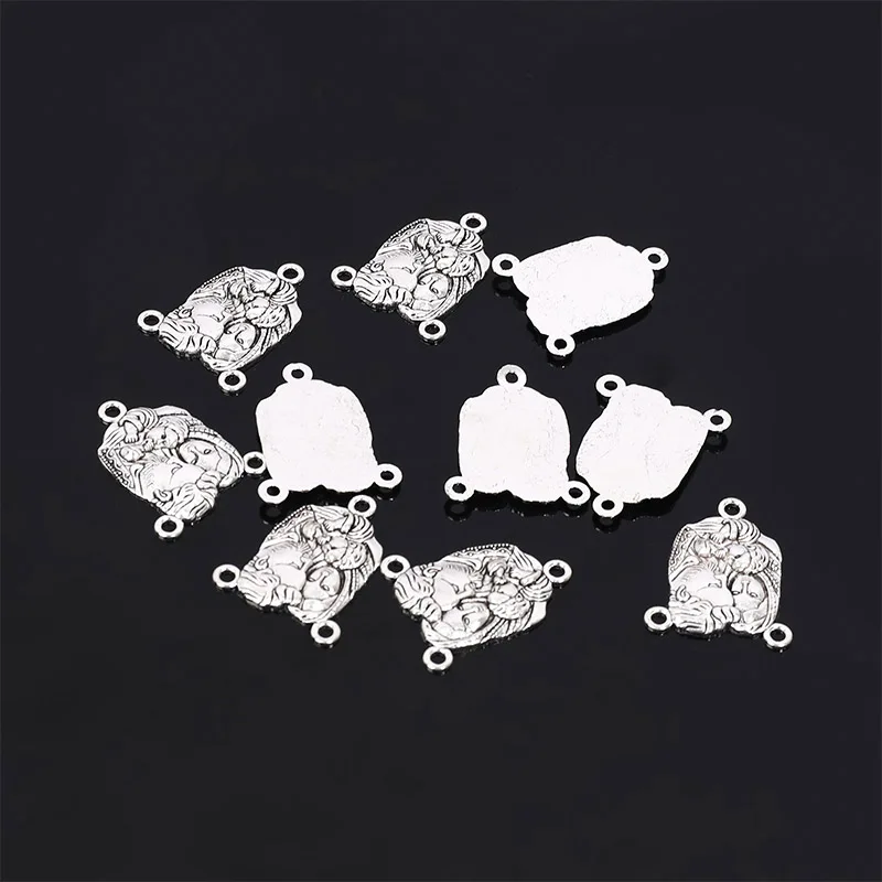 10pcs/Vintage Christian Catholic Porous Connector Virgin Mary Holy Cross Holy Grail Charm DIY Jewelry Craft Accessories